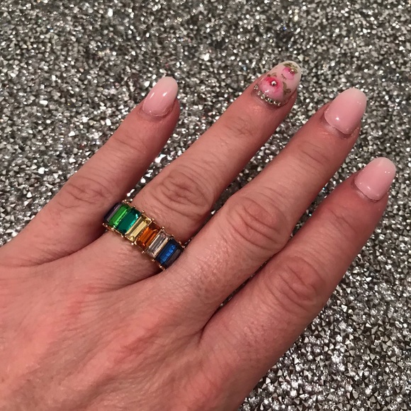 Multicolored Crystal Baguette Ring - Picture 3 of 4